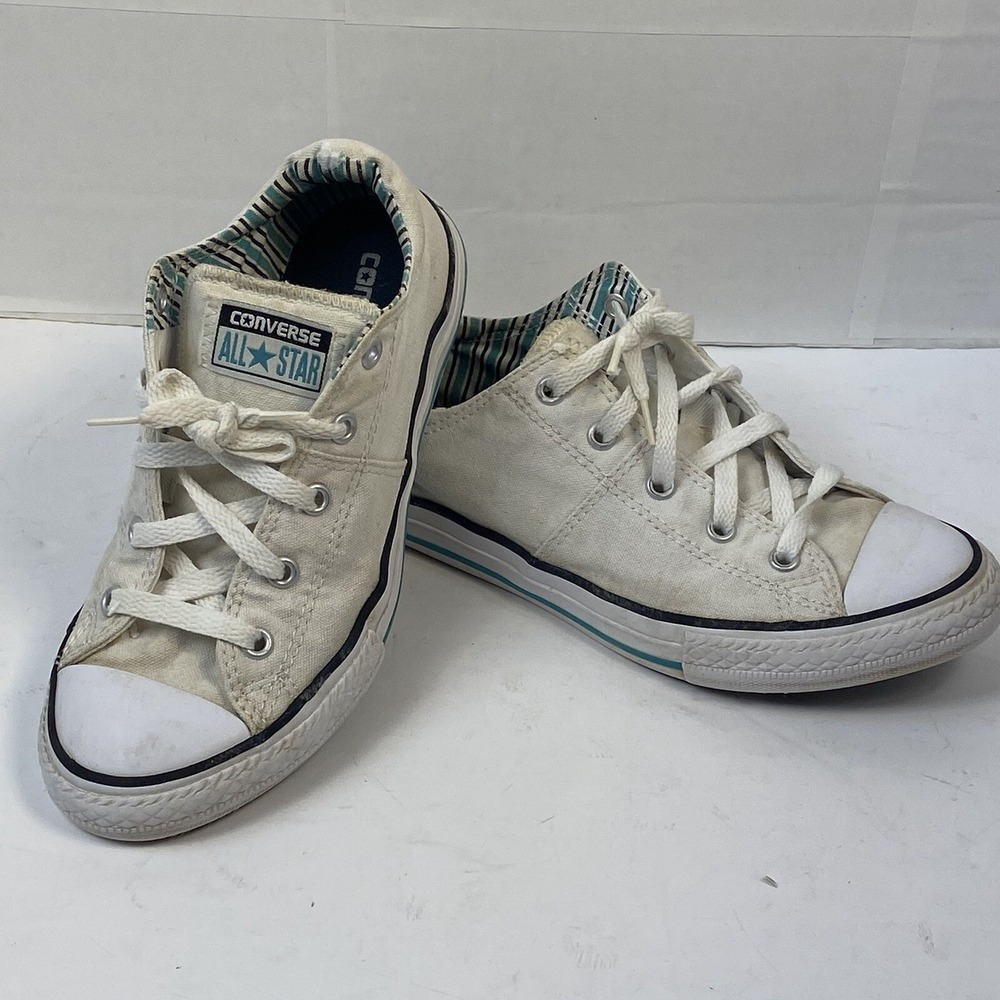 Converse Low Top Junior Size 3 Woman Size 6 shoes Teal Blue Off White Canvas